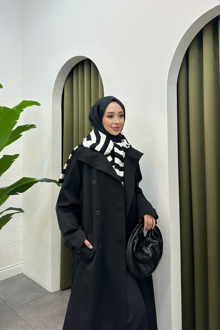 Suzana Oversize Trençkot - SİYAH