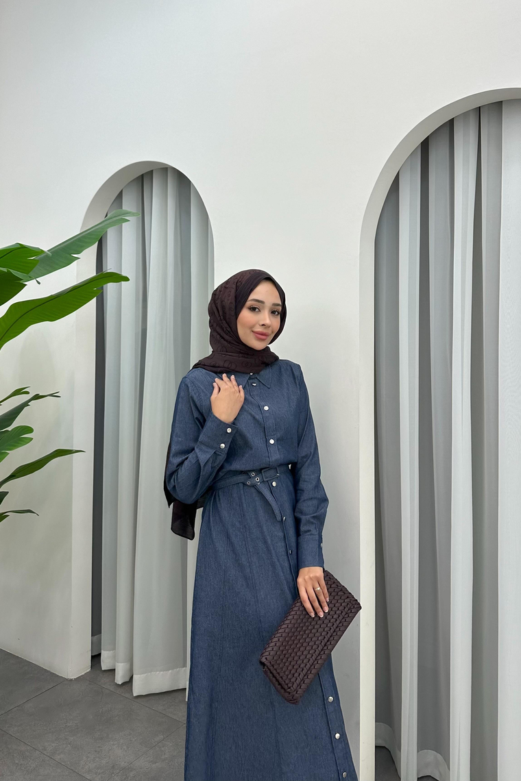 Touch Denim Elbise - LACİVERT