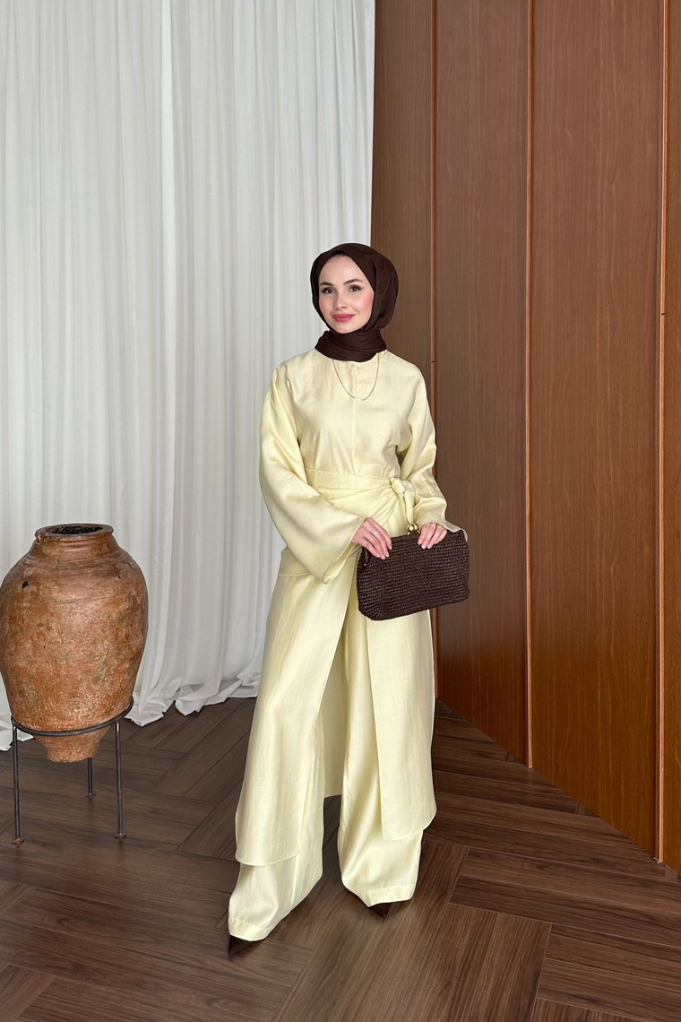 Üçlü Modal Pantolon Takım - SARI