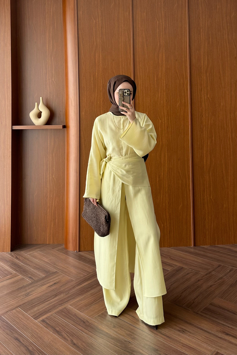 Üçlü Modal Pantolon Takım - SARI