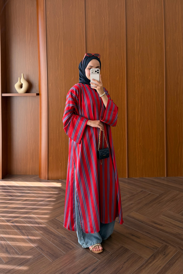 Uzun Yırtmaçlı Kimono - LACİVERT