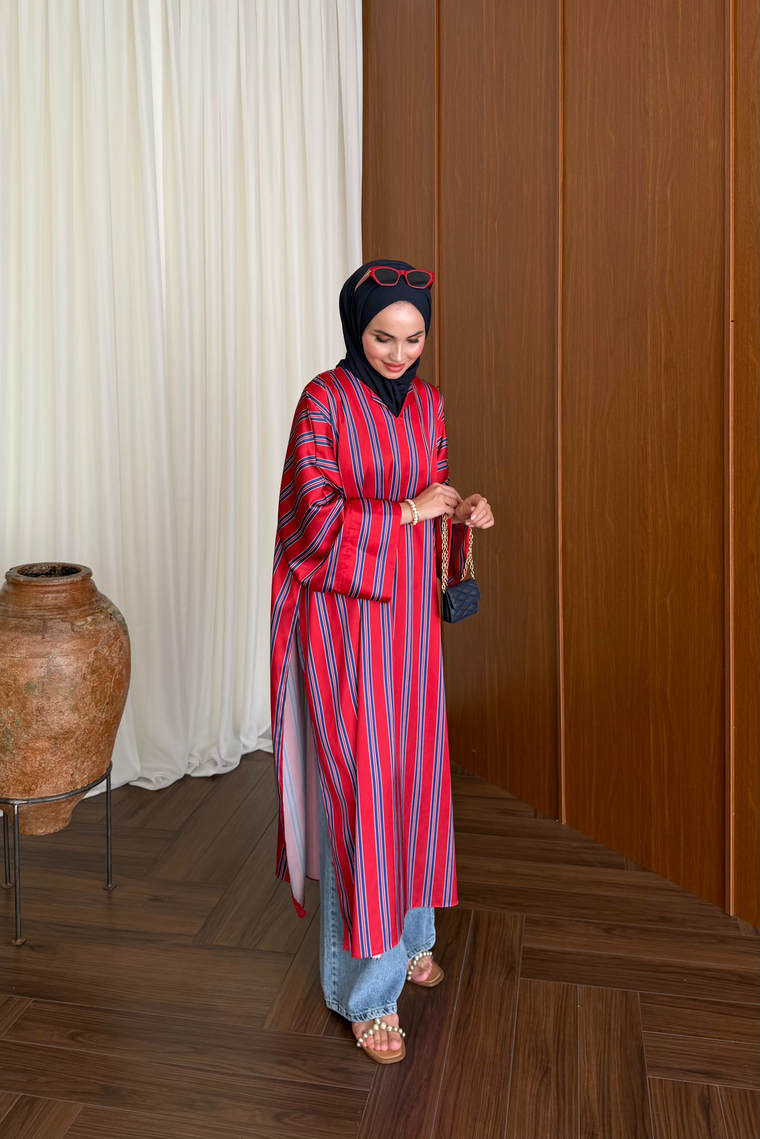 Uzun Yırtmaçlı Kimono - LACİVERT