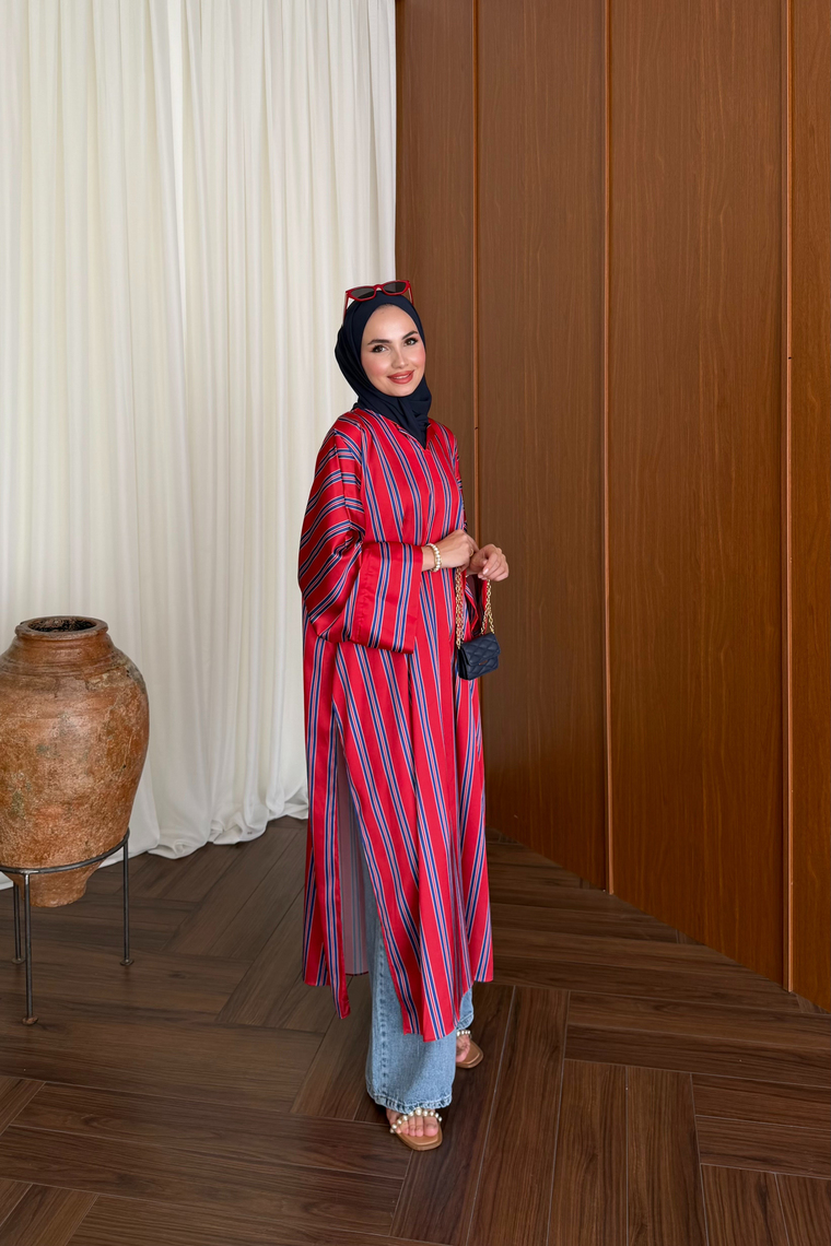 Uzun Yırtmaçlı Kimono - LACİVERT