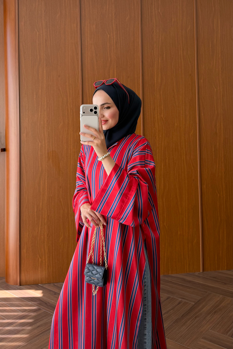 Uzun Yırtmaçlı Kimono - LACİVERT