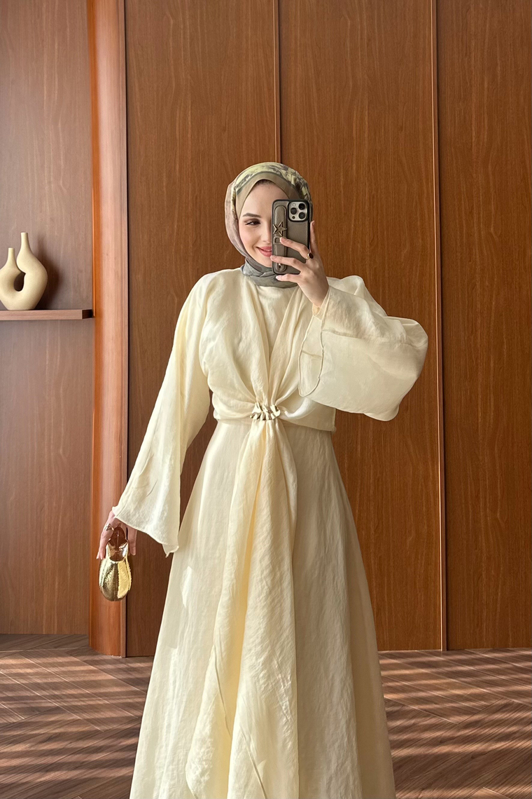 Valeria Tasarım Elbise - BUTTER YELLOW