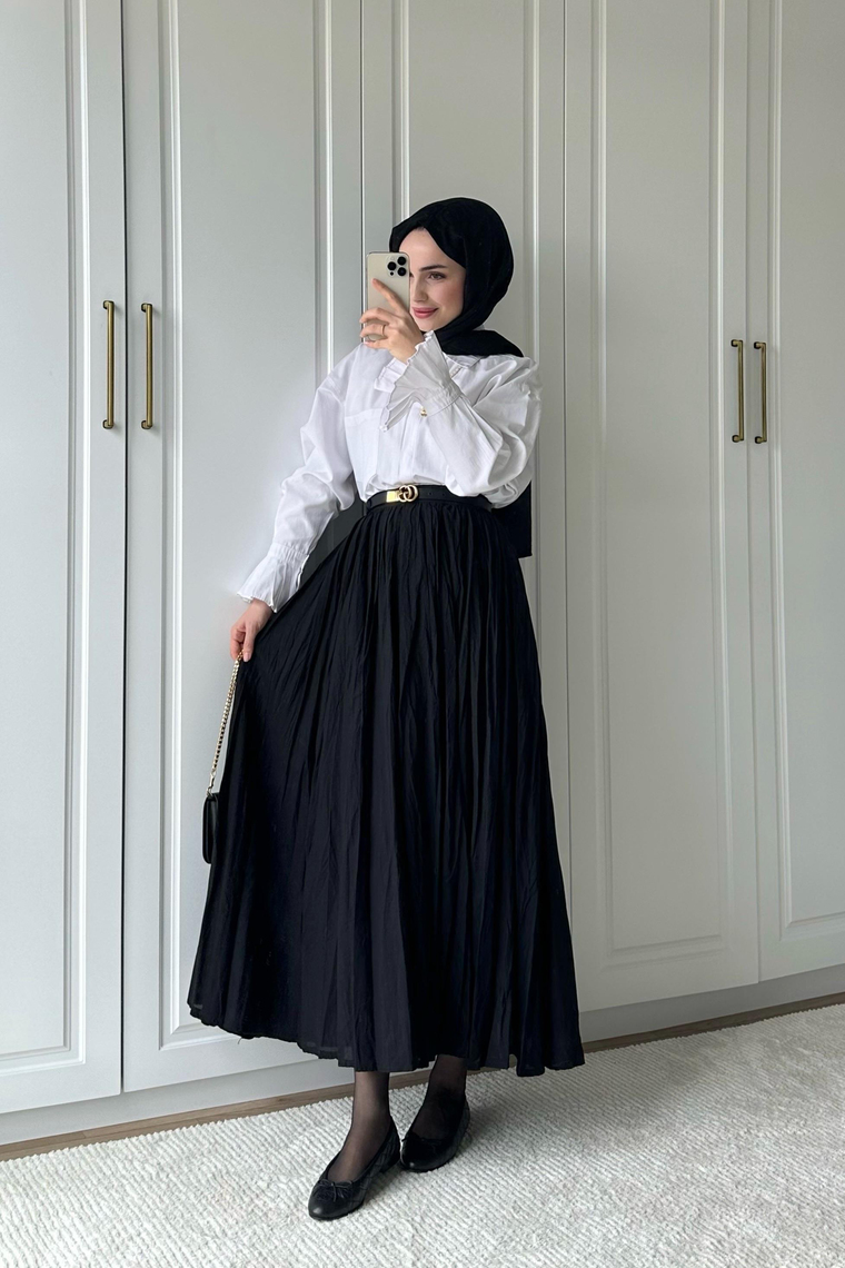Vual Crush Pamuklu Etek - SİYAH