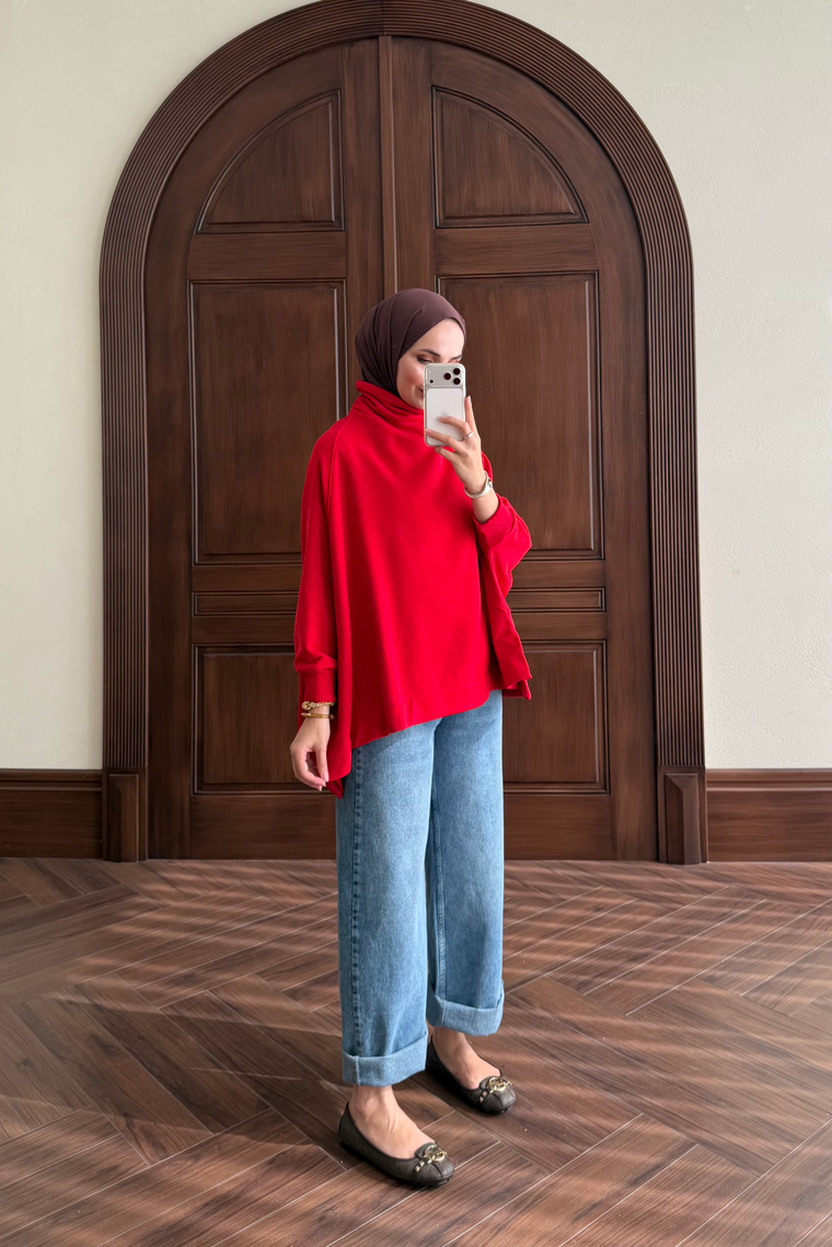 Yarasa Kol Sweat - KIRMIZI