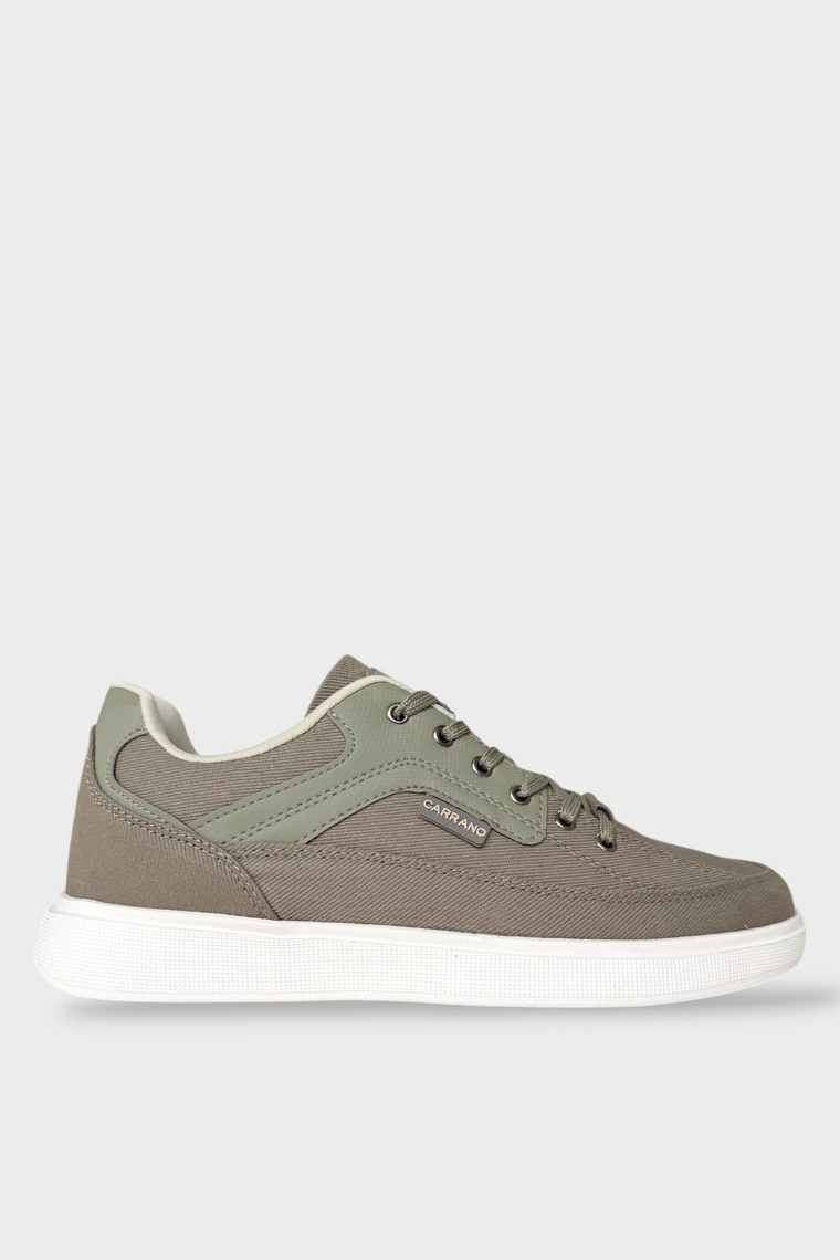Erkek Keten Gabardin Kumaş Günlük Sneaker Ayakkabı HAKİ