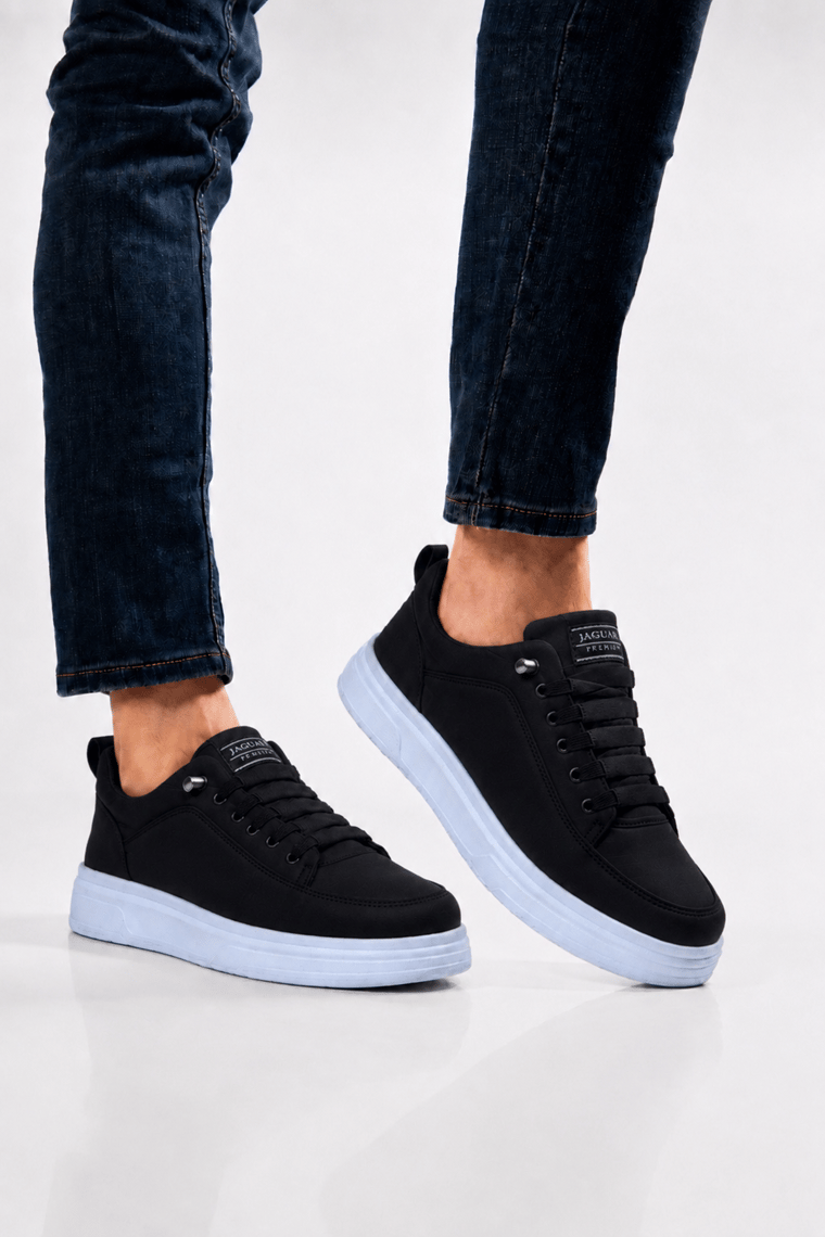 Akıllı Bağcık Hafif Comfort Taban Günlük Erkek Sneaker Ayakkabı SİYAH - BEYAZ