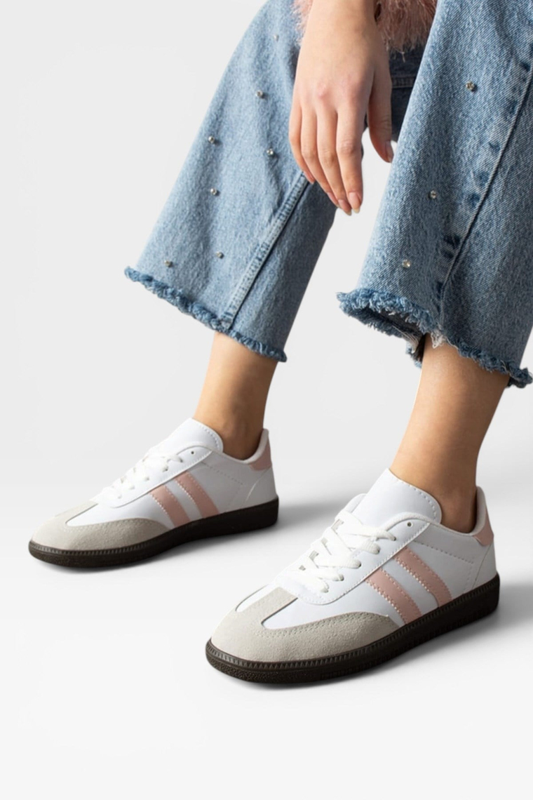 Günlük Rahat Hafif Unisex Erkek Kadın Spor Ayakkabı  BEYAZ - PUDRA