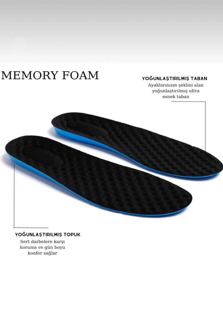 Memory Foam Ayakkabı Tabanlığı Ortopedik Spor Düz Tabanlık Topuk Dikeni Boy Yükseltici SİYAH