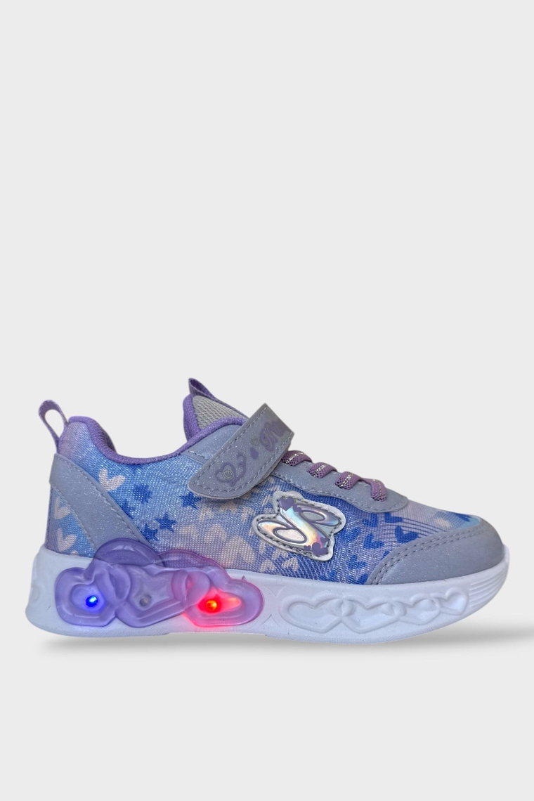 Çok Renkli Işıklı Cırtlı Hafif Anatomik Taban Günlük Sneaker Kız Çocuk Spor Ayakkabı Lila