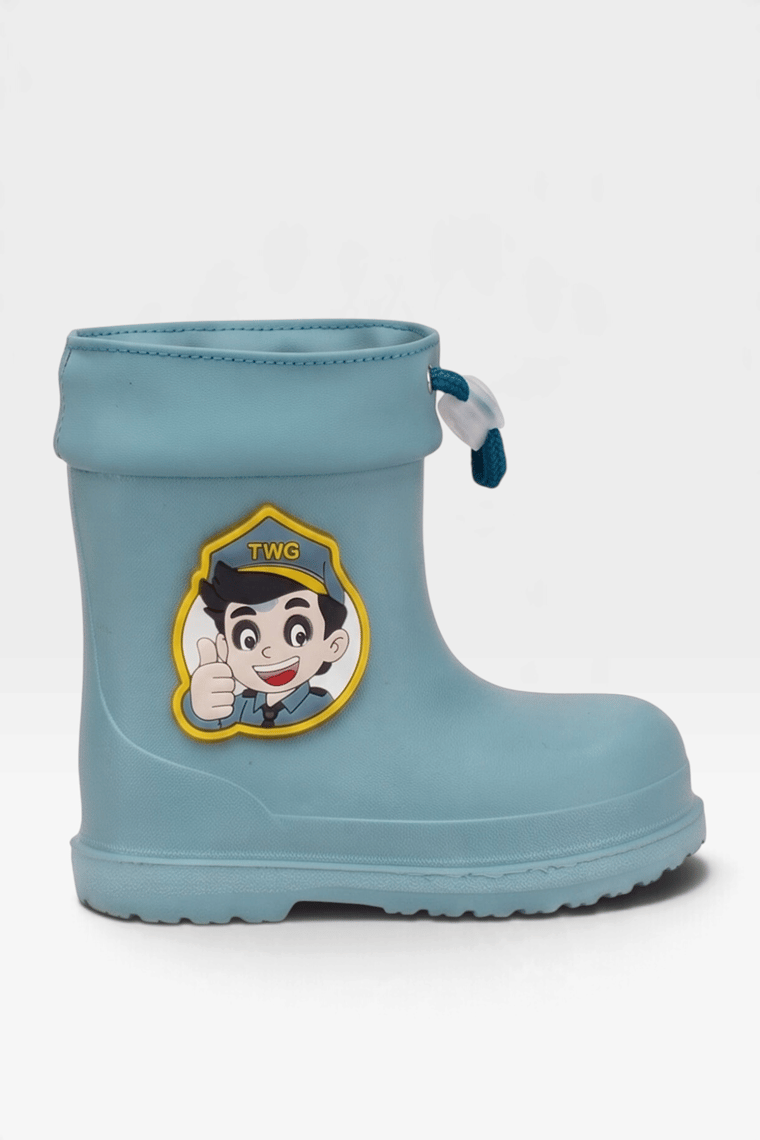 Çocuk Işıklı Lastikli İçi Kürklü Su Geçirmez Yağmur Botu TURKUAZ