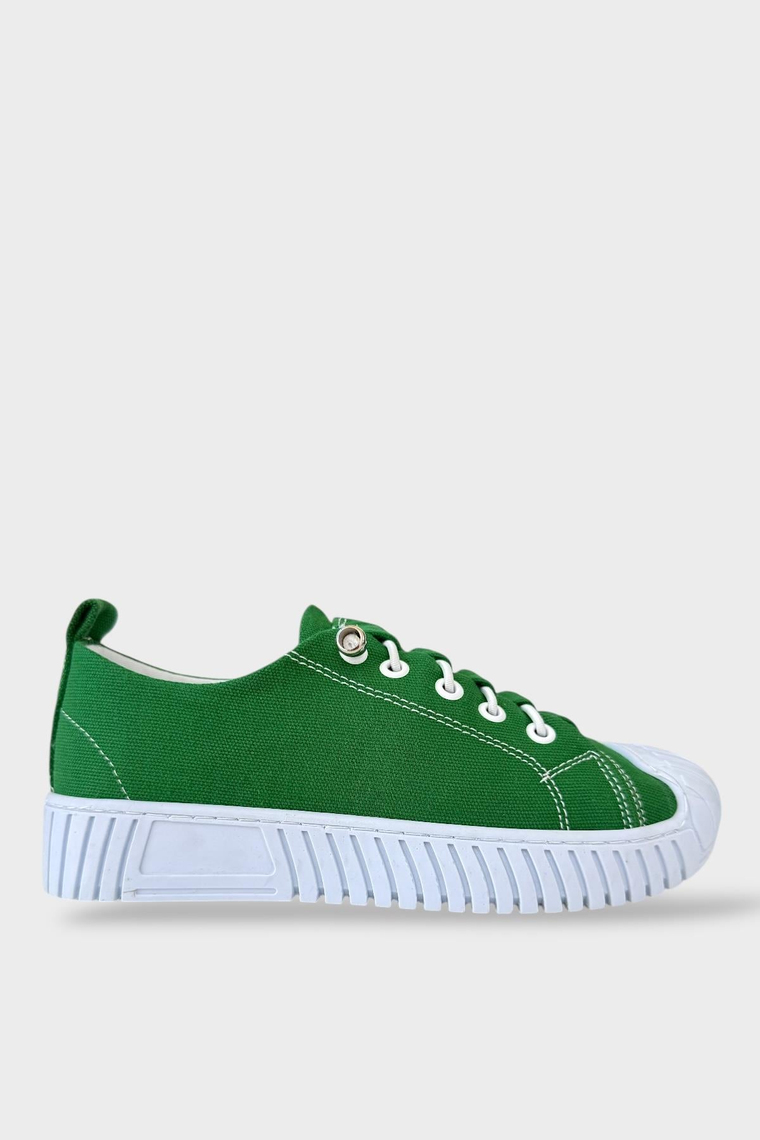 Unisex Kolay Giyilebilir Lastik Bağcıklı Spor Keten Sneaker Ayakkabı YEŞİL