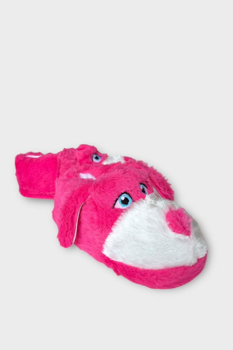 Unisex Sevimli Köpek Figürlü Kaymaz ve Ses Yapmaz Taban Ev Panduf FUŞYA