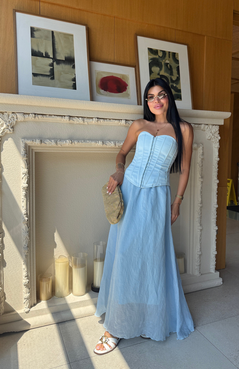BEBE MAVİ ASTARLI FLOŞ ETEK
