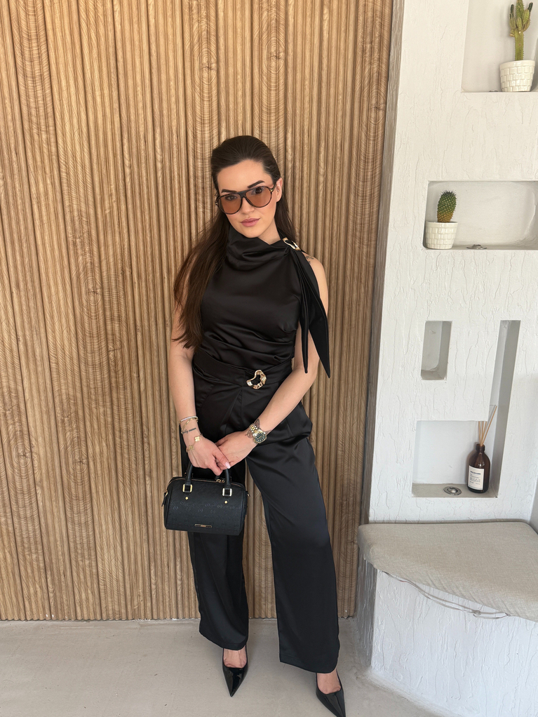 NCTRN SİYAH SATEN GOLD TOKALI TASARIM TAKIM