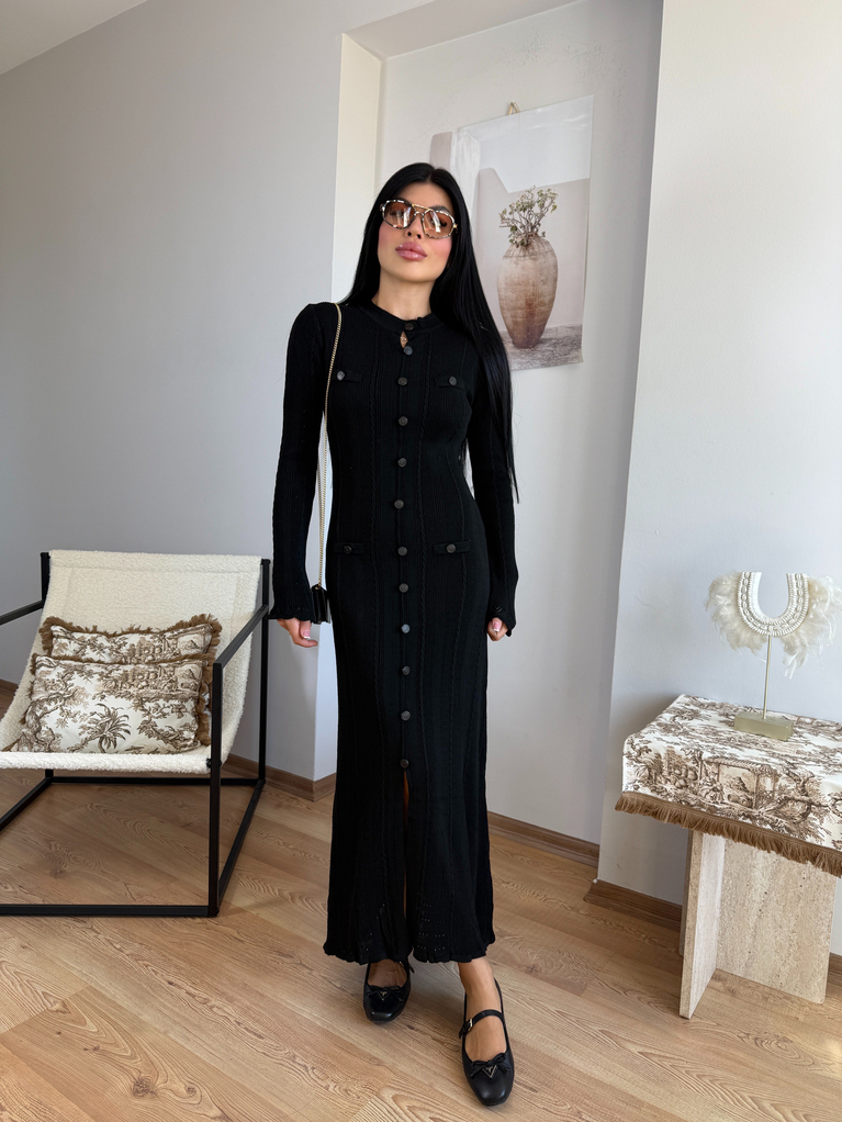 SİYAH  TRİKO ELBİSE (ASTARSIZ) MARKA MUADİL
