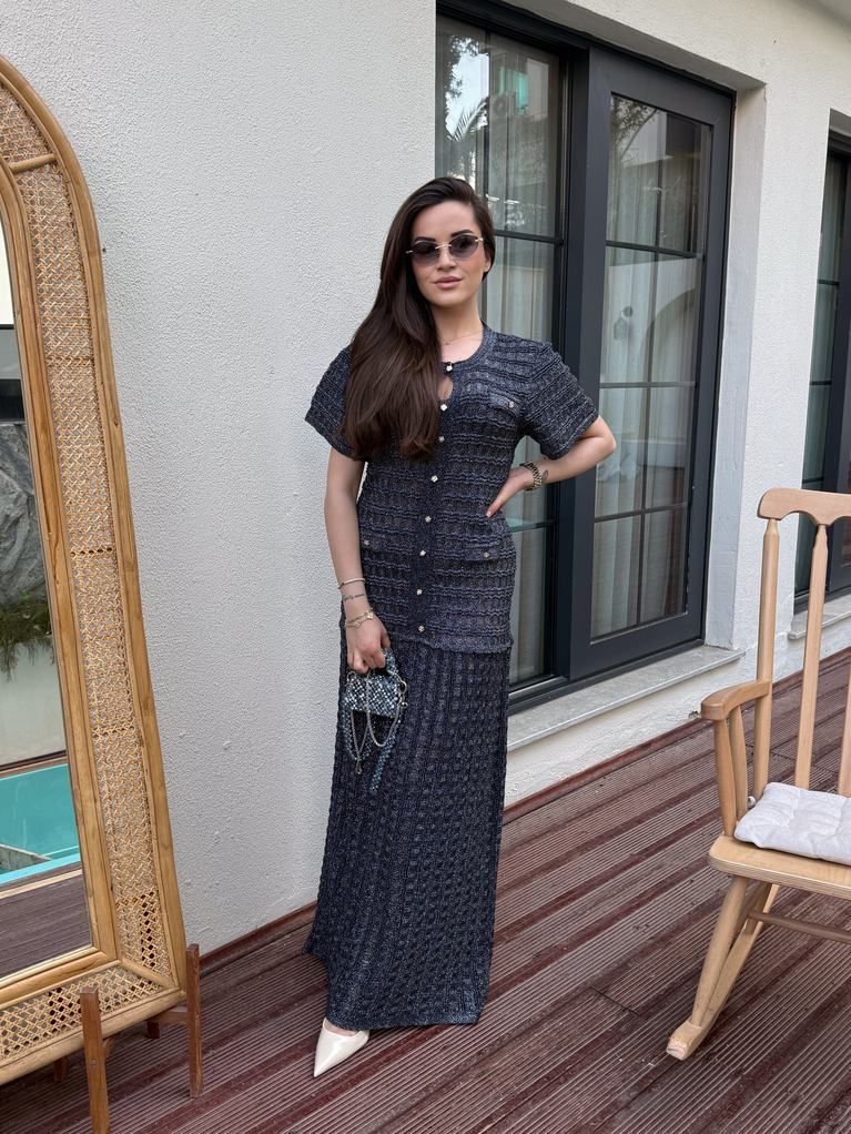 SNDRO MODEL LACİVERT ASTARLI ELBİSE
