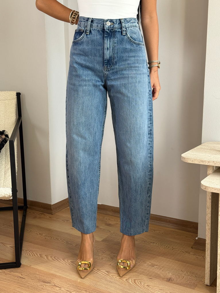 YÜKSEK BEL MAVİ ORJ BAGGY JEAN