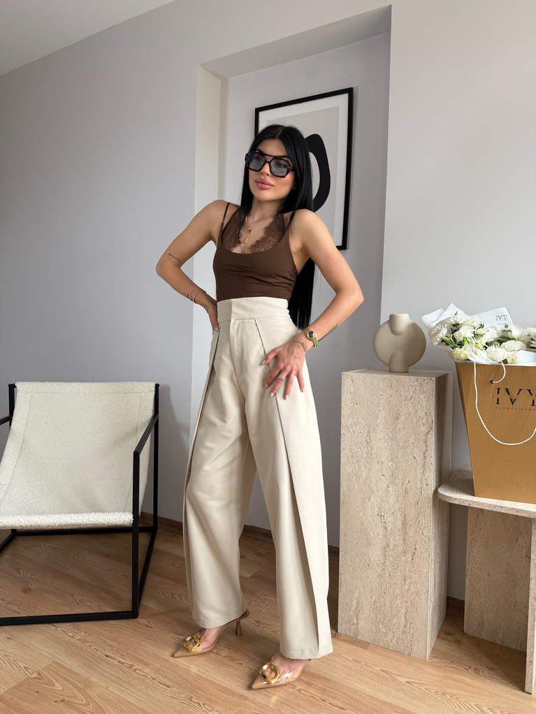 BEJ ZRA MODEL YAZLIK PİLİLİ PANTOLON