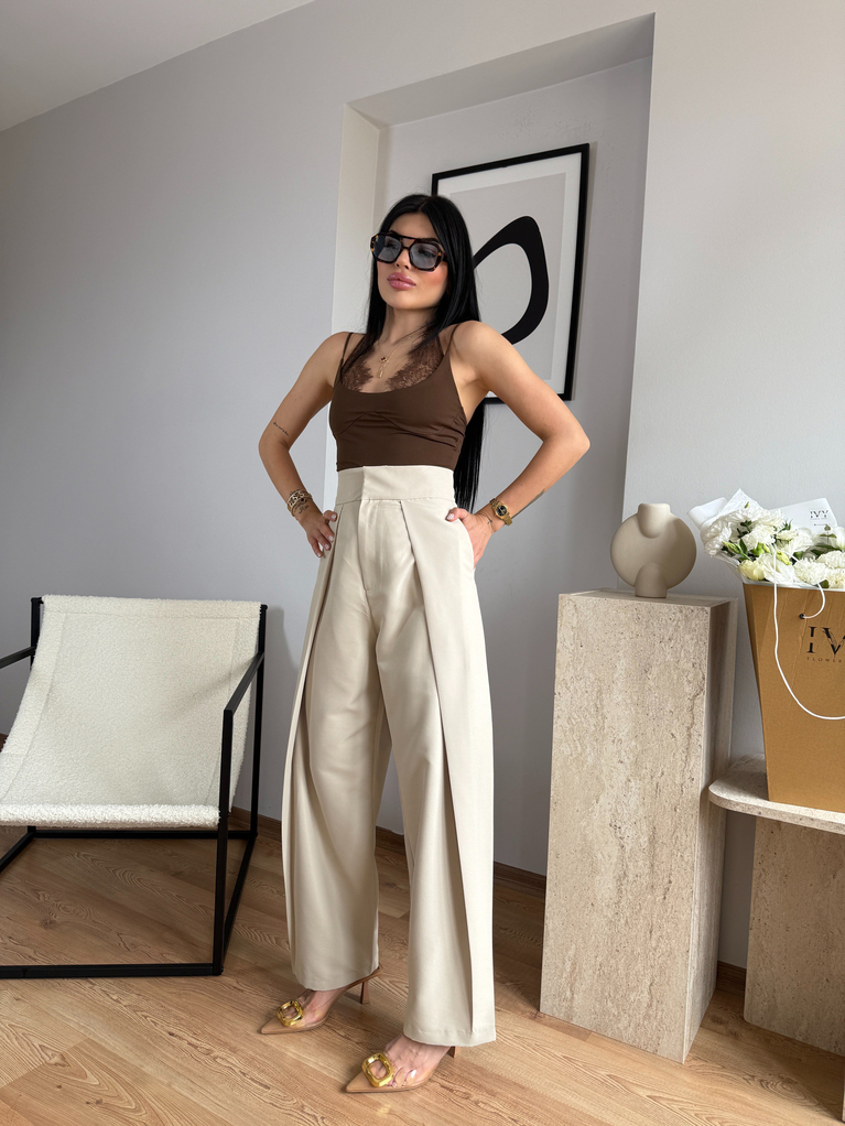 BEJ ZRA MODEL YAZLIK PİLİLİ PANTOLON