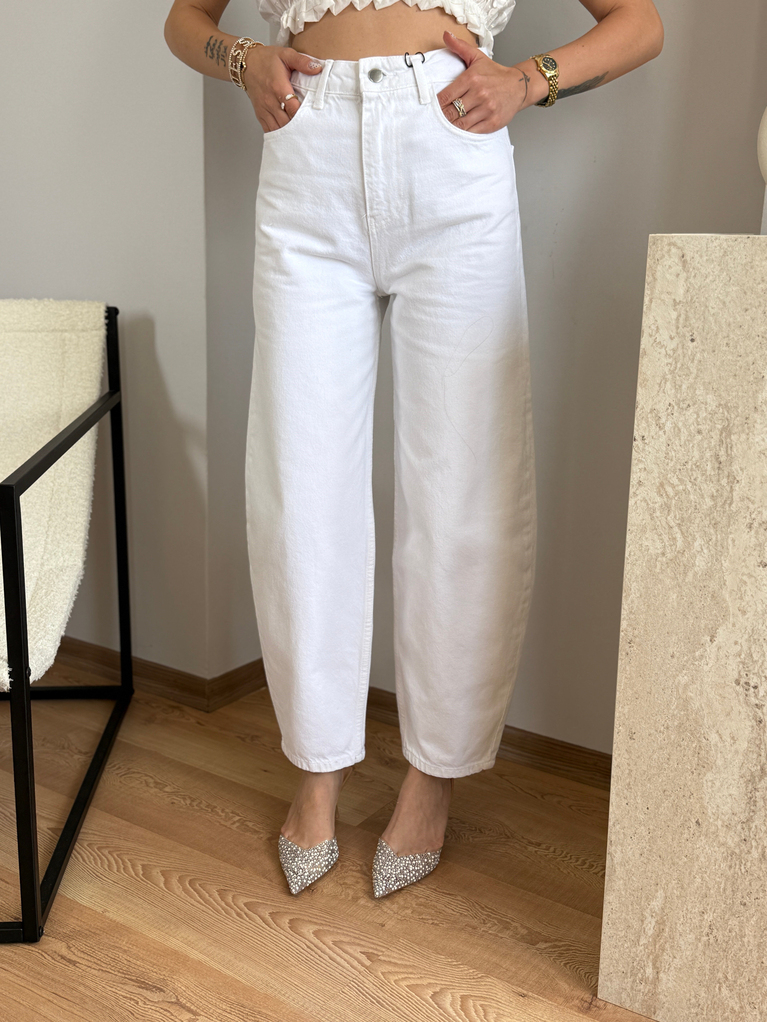BEYAZ BAGGY JEAN PANTOLON