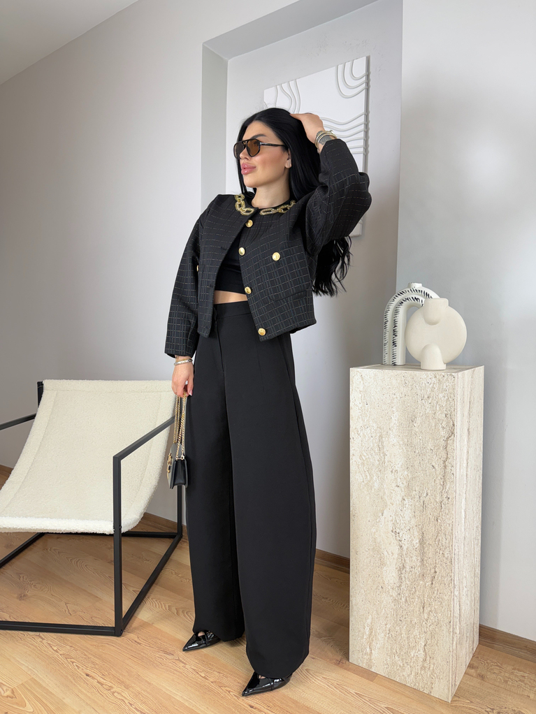 BYMN GOLD ZİNCİR DETAYLI BOMBER CEKET ASTARLI