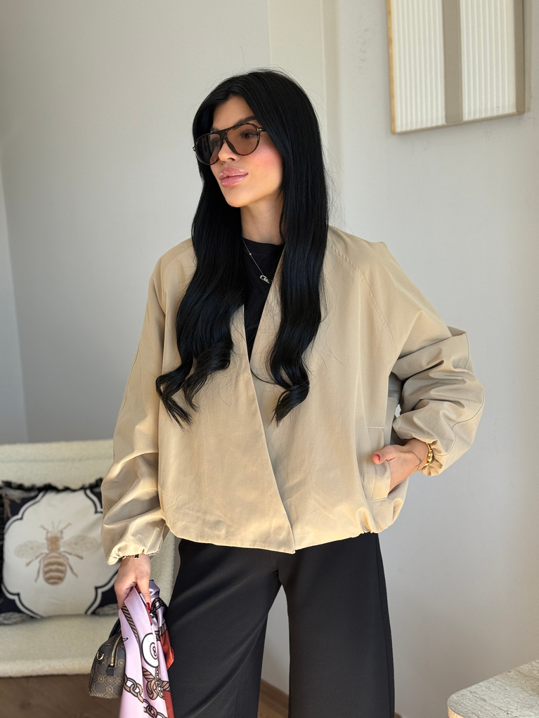 CAMEL FULAR DETAYLI BOMBER MONT CEKET