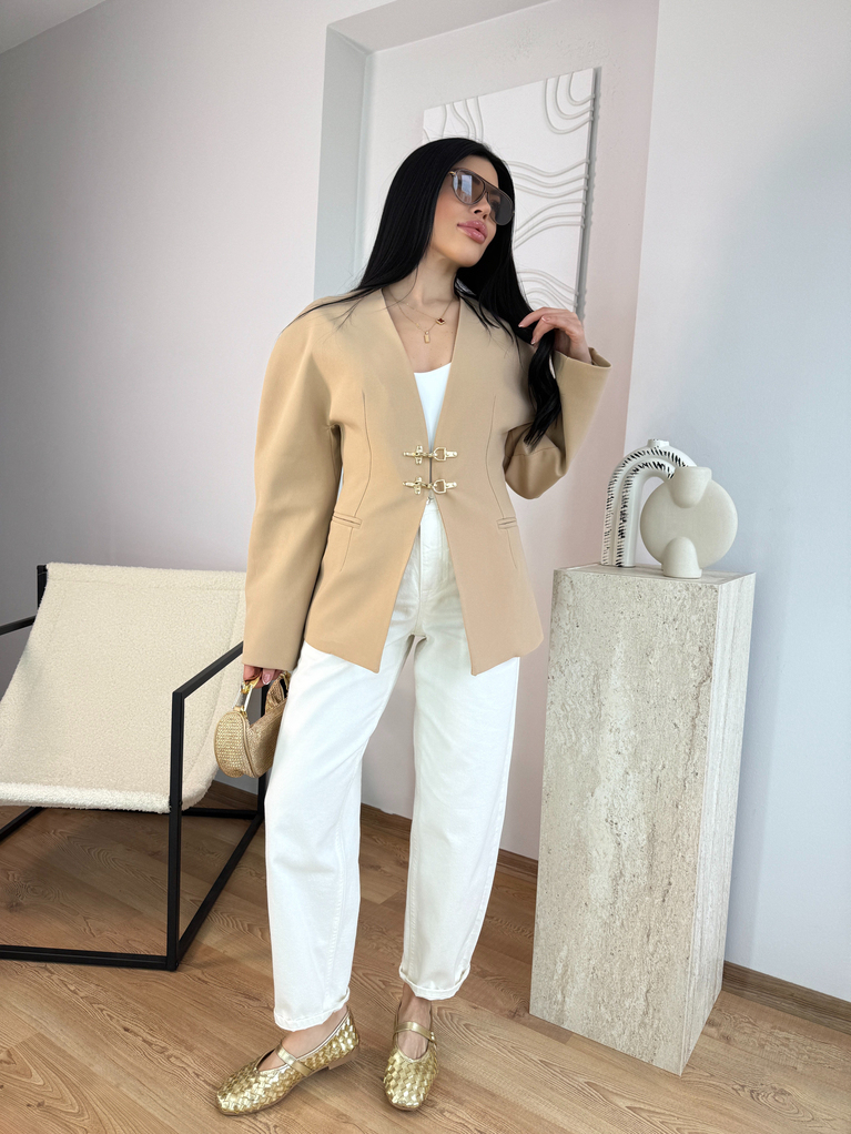 CAMEL KANCA DETAYLI BLAZER CEKET
