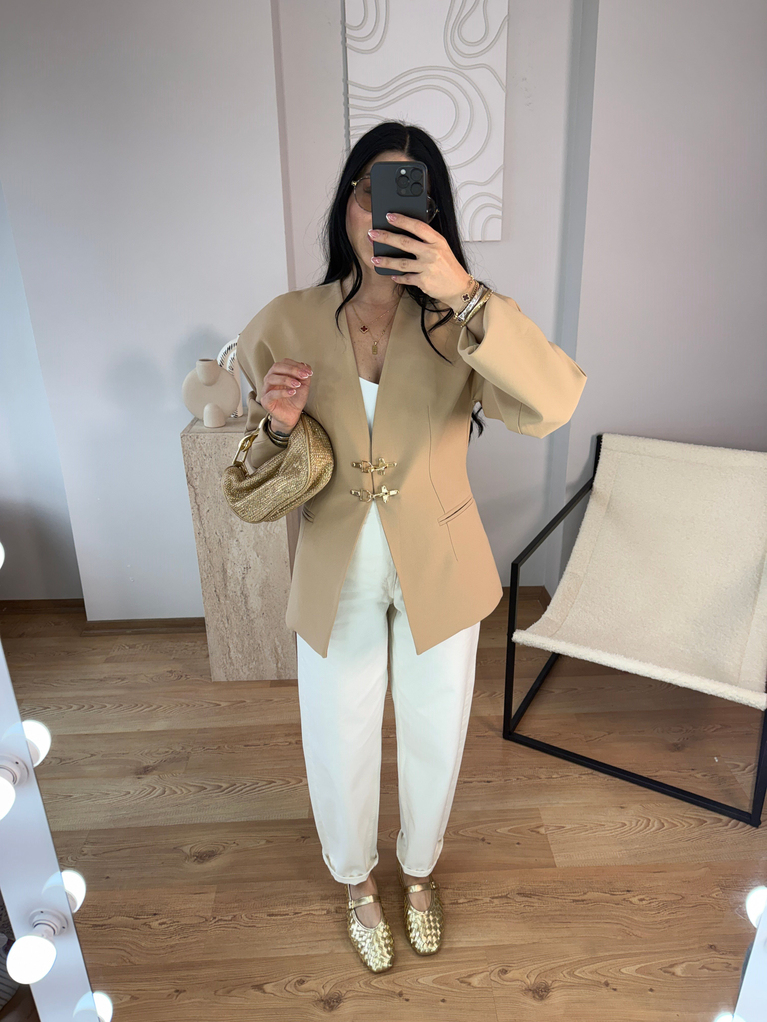 CAMEL KANCA DETAYLI BLAZER CEKET