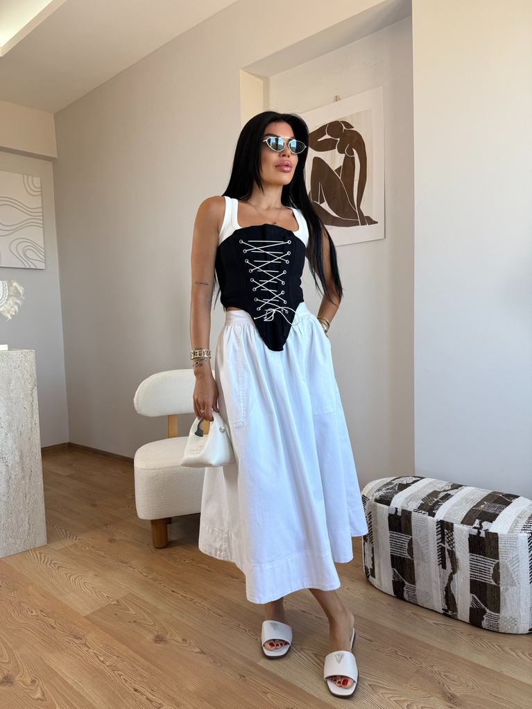 COS MARKA BEYAZ JEAN ETEK MİDİ BOY