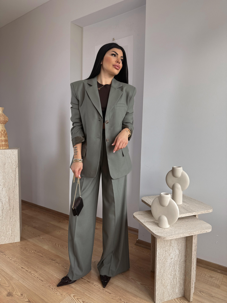 HAKİ BLAZER PALAZZO TAKIM