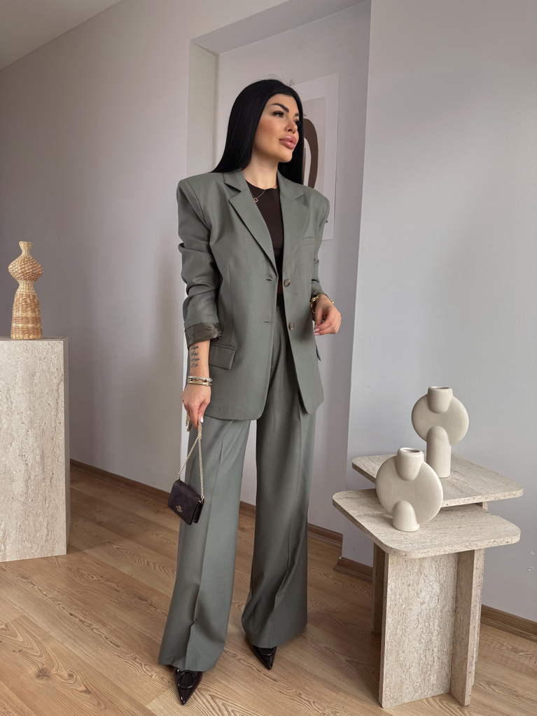 HAKİ BLAZER PALAZZO TAKIM