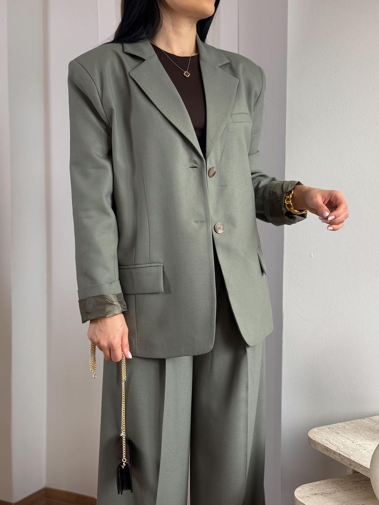 HAKİ BLAZER PALAZZO TAKIM