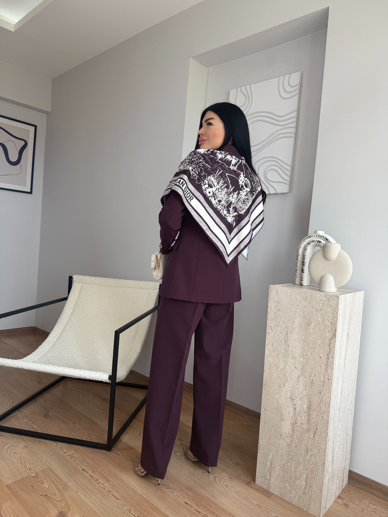 MÜRDÜM ŞAL DETAYLI BLAZER TAKIM