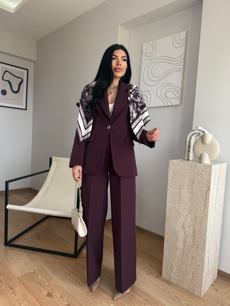 MÜRDÜM ŞAL DETAYLI BLAZER TAKIM