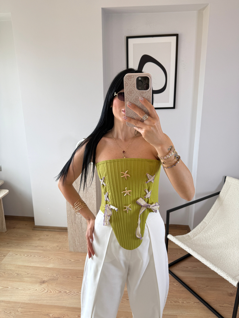 OLİVE STRAPLEZ KORSE BLUZ