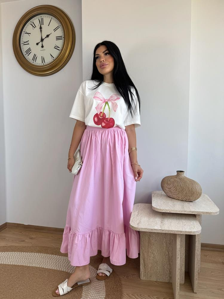 PEMBE POPLİN KUMAŞ ETEK