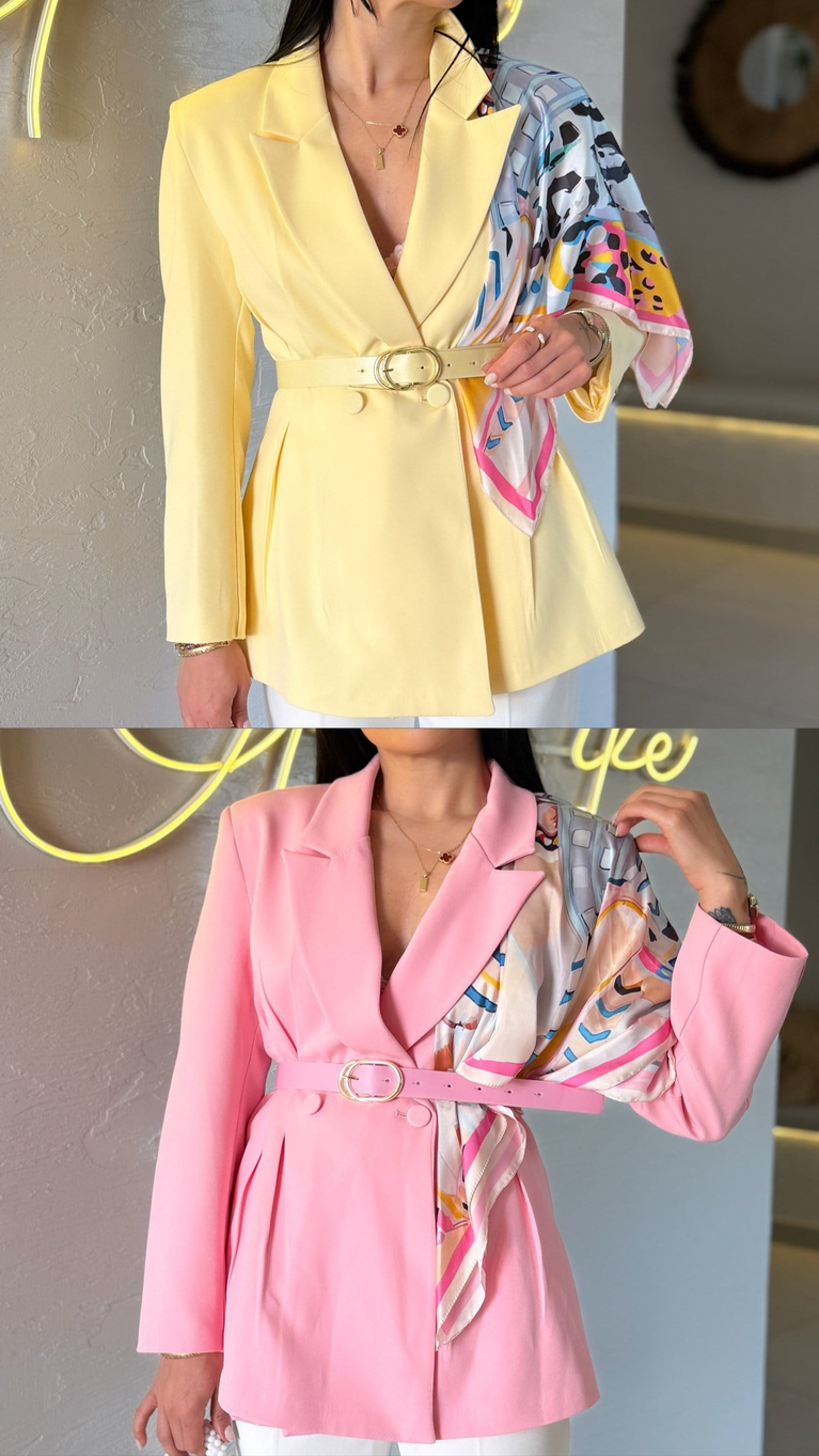 ŞAL VE KEMER DETAYLI TASARIM BLAZER