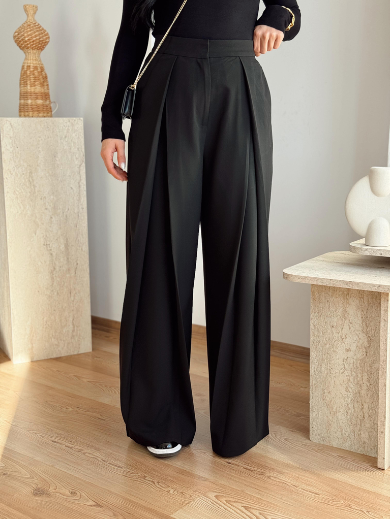 SİYAH KUMAŞ ZRA MODEL PALAZZO PANTOLON