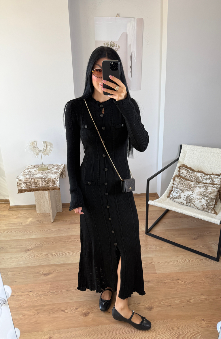 SİYAH  TRİKO ELBİSE (ASTARSIZ) MARKA MUADİL