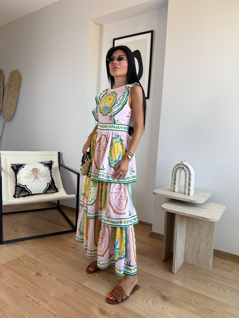 VERA TASARIM SIRT DETAYLI KAT KAT ELBİSE