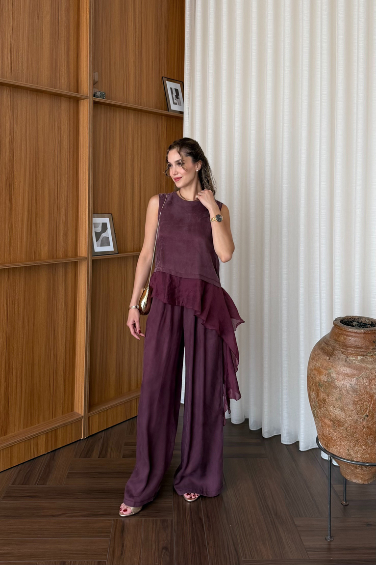 Garnili Bluz Pantolon Takım - MÜRDÜM