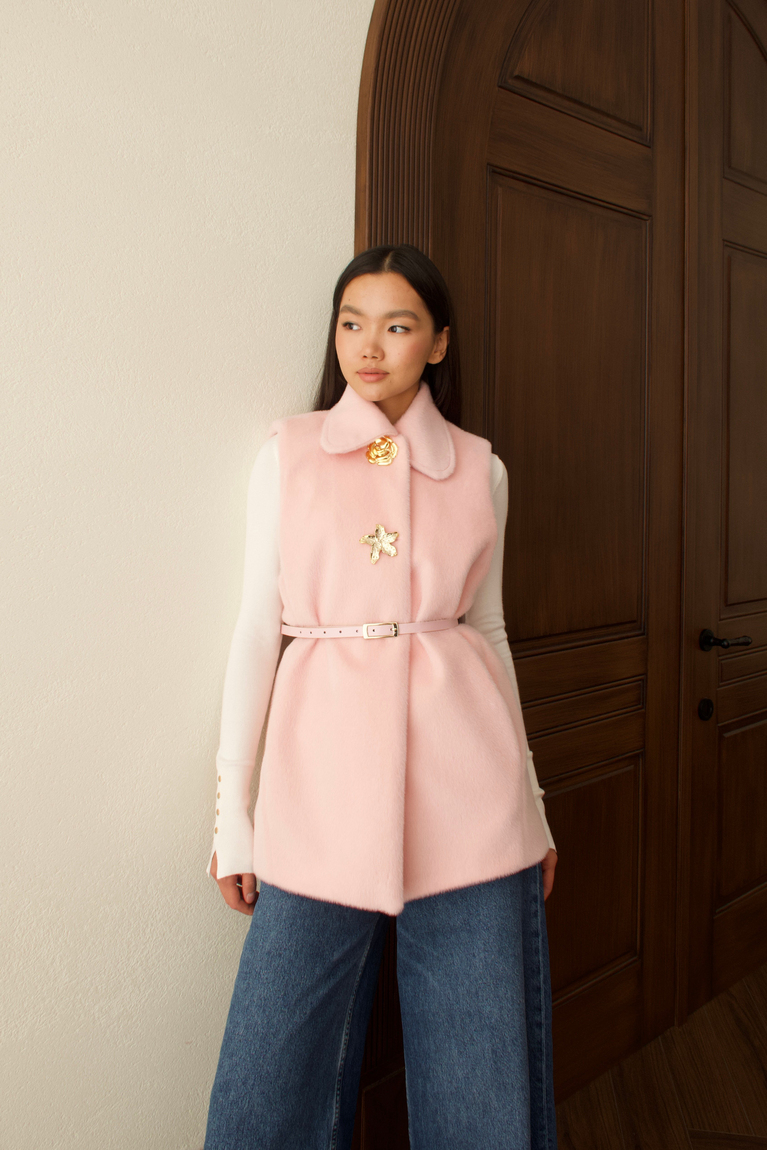 Gold Düğmeli Goldfox Yelek - PEMBE
