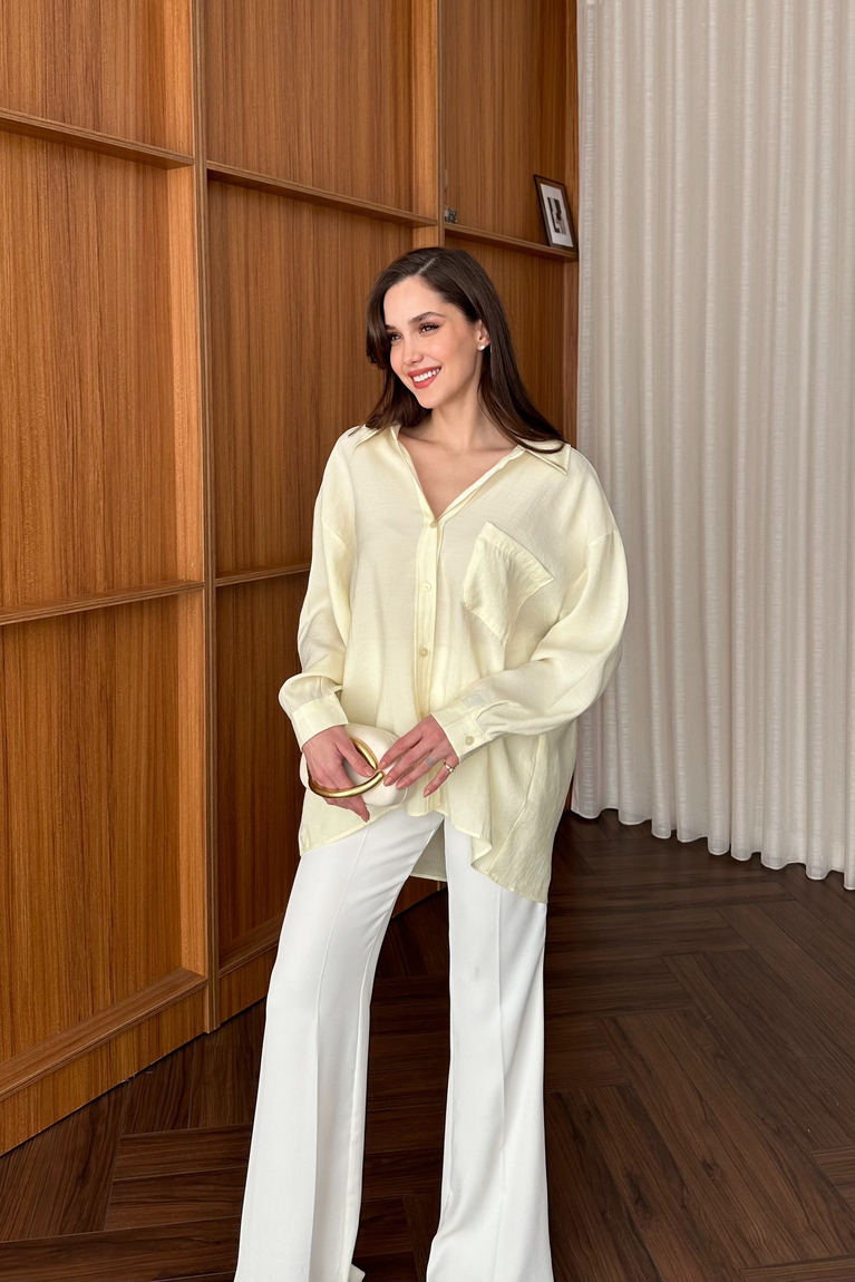 Modal Oversize Gömlek - SARI