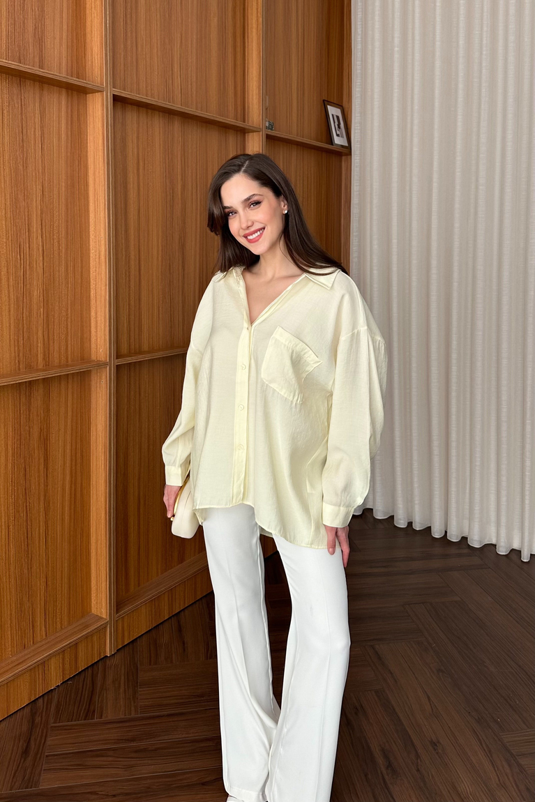 Modal Oversize Gömlek - SARI