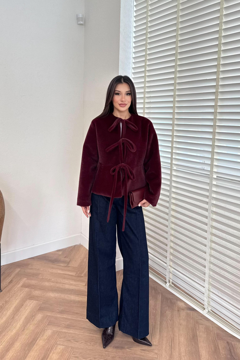 Önden bağlamalı Kimono Ceket - BORDO