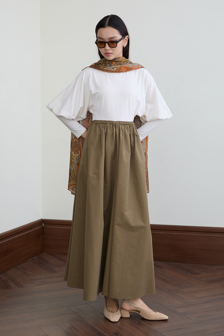 Poplin Etek - HAKİ