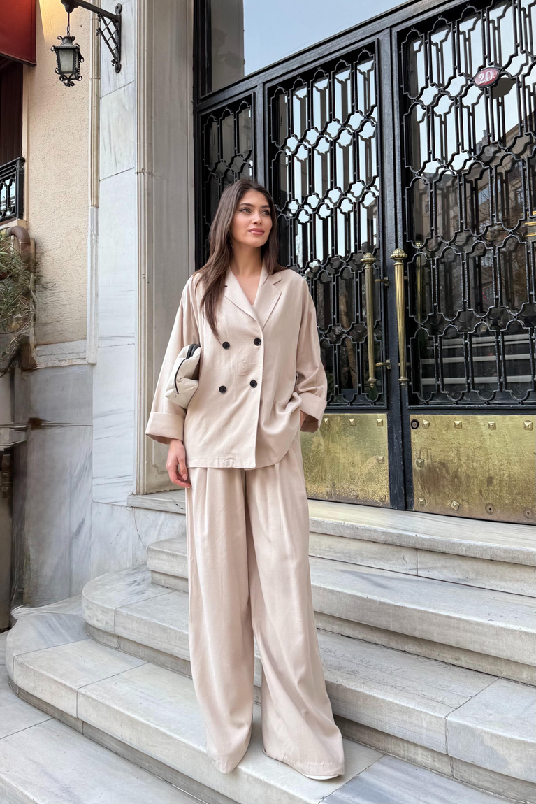 Tensel Blazer Pantolonlu Takım - VİZON